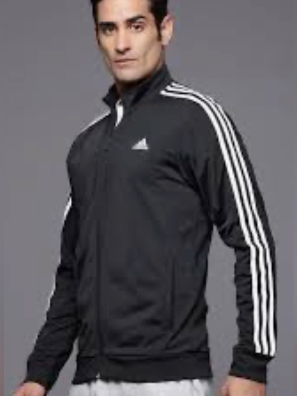 Adidas Essentials Track Jacket Mens 2XL Black 3 Stripe Brand Full Zip Athleisure